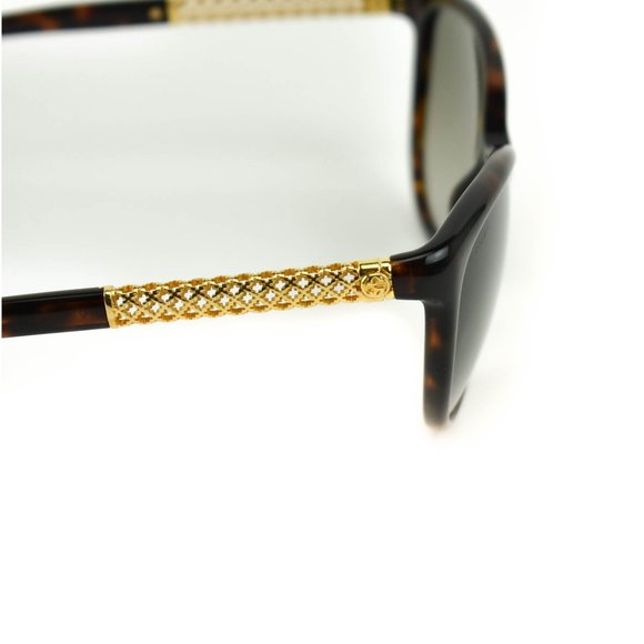 GUCCI Tortoise & Gold-Plated GG Sunglasses (mv) - Picture 6 of 11